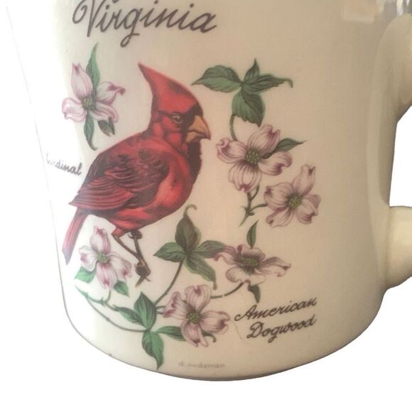Vintage Virginia Souvenir Coffee Mug Cardinal American Dogwood Design Classic - Picture 5 of 13